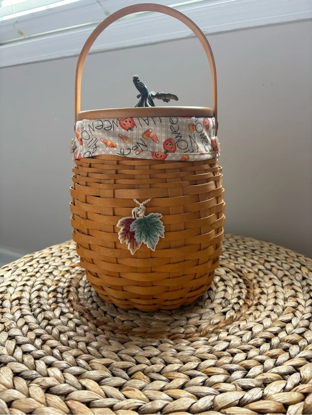 Vintage 2000 Longaberger October Fields Pumpkin Basket w/ Liner and Lid